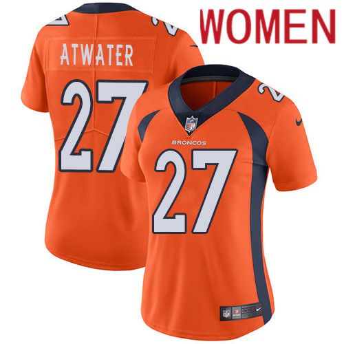 Women Denver Broncos #27 Steve Atwater Orange Nike Vapor Limited NFL Jersey